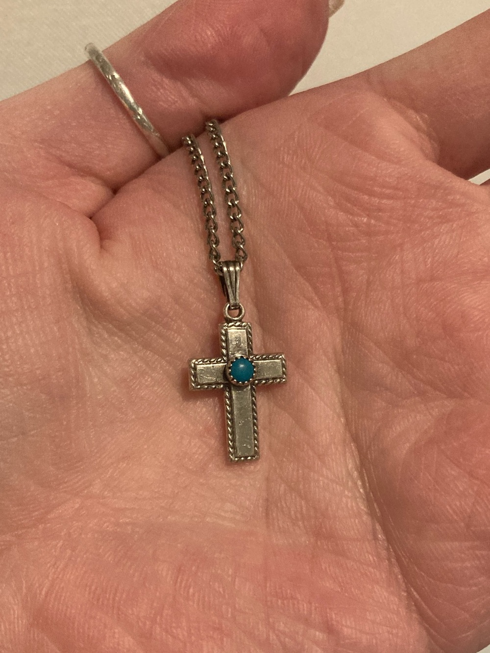 Sterling Silver and Turquoise Cross